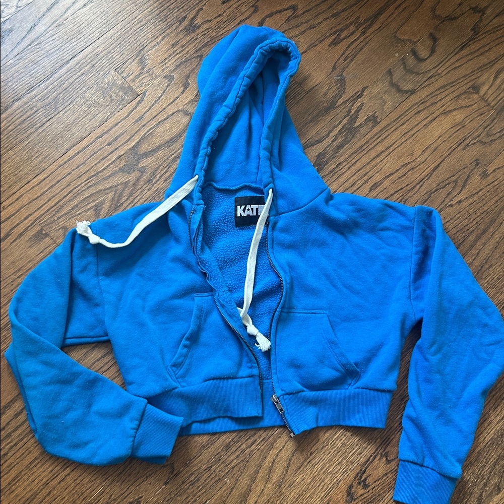 Katie j nyc blue kids crop hoodie